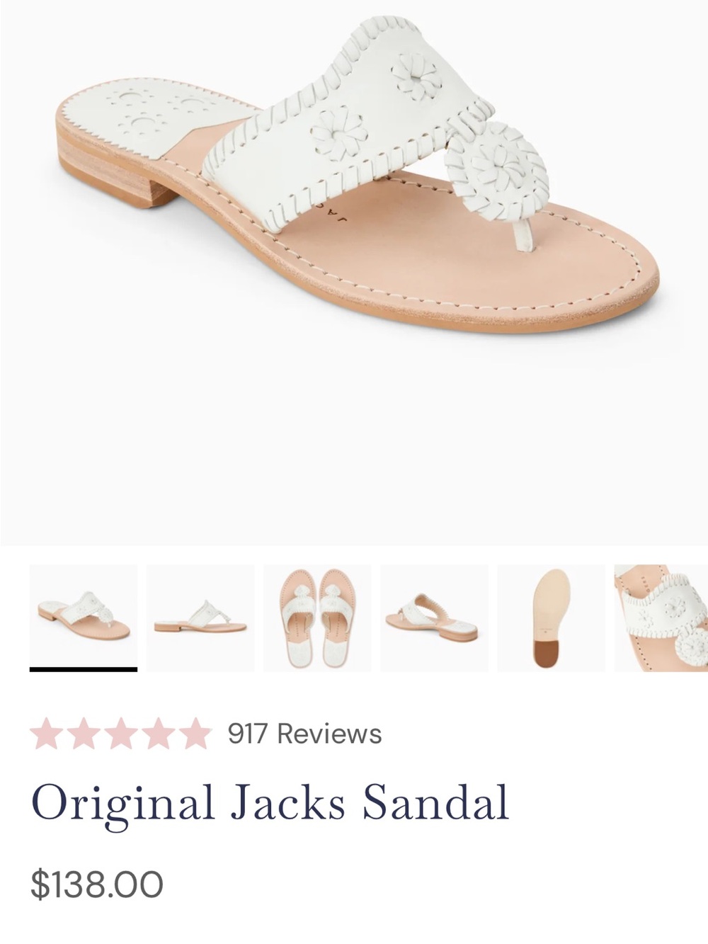 Original Jacks Sandal - White Women's Leather Thong Sandal EUC ❣️